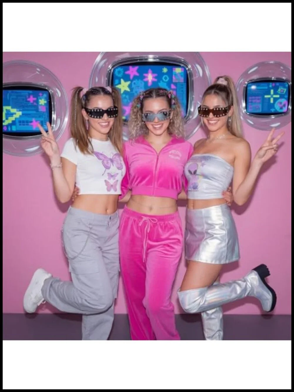 3 Pcs Y2k Sunglasses Futuristic Wrap Around UV400 Rave Shades